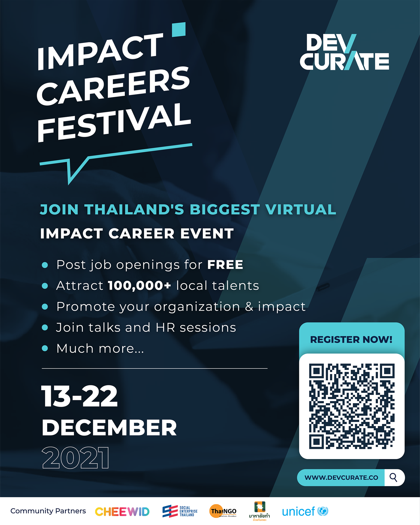 เชิญเข้าร่วมงานมหกรรมอาชีพเพื่อสังคมครั้งยิ่งใหญ่แห่งปี Impact Careers Festival (13-22 ธันวาคม)